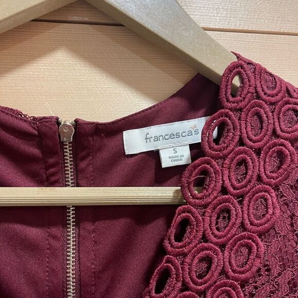 Francesca’s Wine Lace Mini Dress Small - Picture 2 of 8